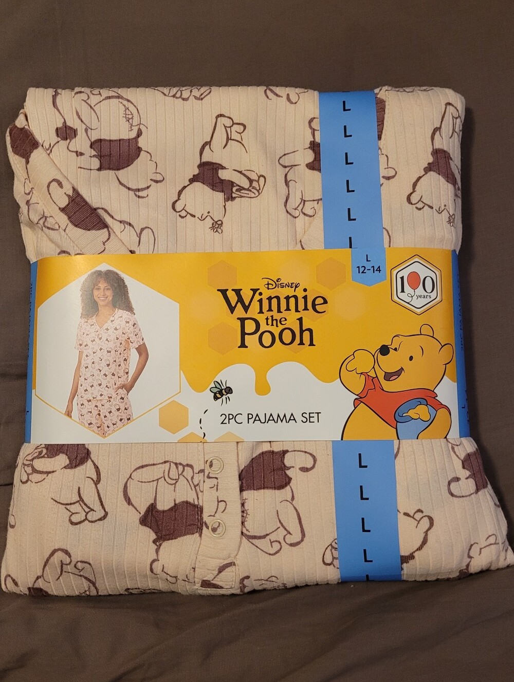 Disney Winnie the Pooh Cream and Brown 2-Piece Women's Pajama Set